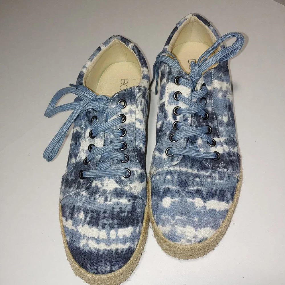 Boutique by Corkys Tie Dye Platform Lace Up Espadrilles  Size 10 Blue